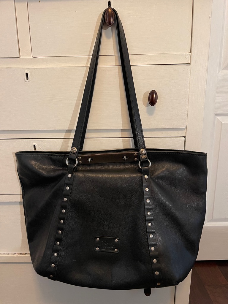 Patricia Nash Benvenuto Black Studded Leather Tote